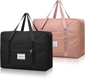 2pcs Travel Duffel Bag, Lightweight Weekender Bags for Spirit Airlines Frontier Airlines, 16.1*13.5*5.5in Large Waterproof Hospital Bag Gym Carry on Bag for Women Labor Delivery, Overnight (2pcs, M)