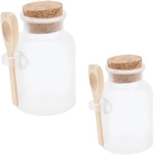 2Sets Bath Salt Storage Bottles Refillable Cosmetic Powder Containers with Cork Spoon for Talcum Facial Masks Travel Friendly Leak Design