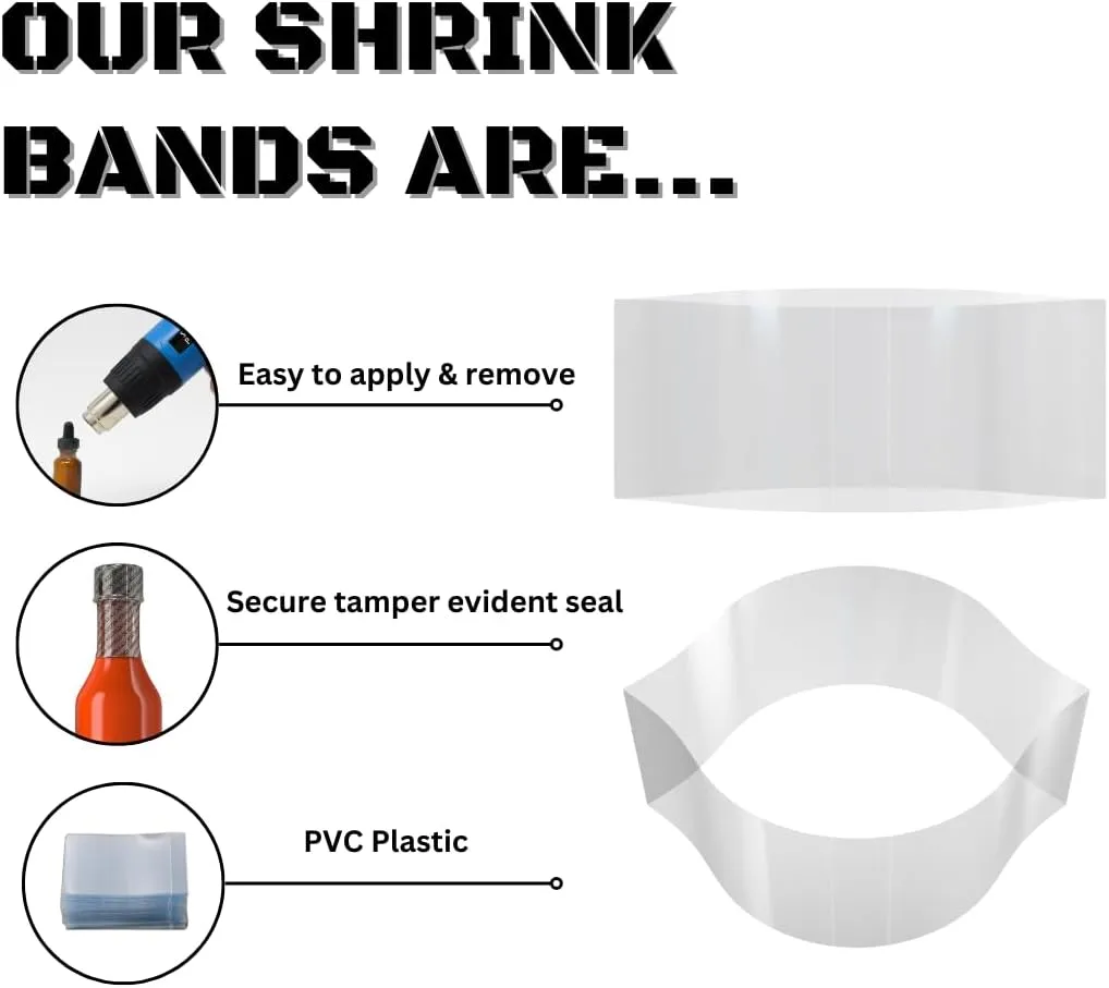 30 x 28 mm Clear Perforated Shrink Band for Unicorn Bottles, Small Dropper Bottles, Vials, and Many Other Containers. [Compatible Diameter: 1/2"] - Bundle of 1,000