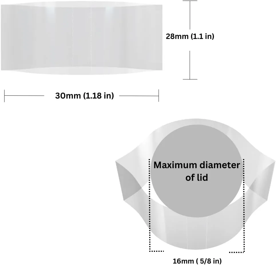 30 x 28 mm Clear Perforated Shrink Band for Unicorn Bottles, Small Dropper Bottles, Vials, and Many Other Containers. [Compatible Diameter: 1/2"] - Bundle of 1,000