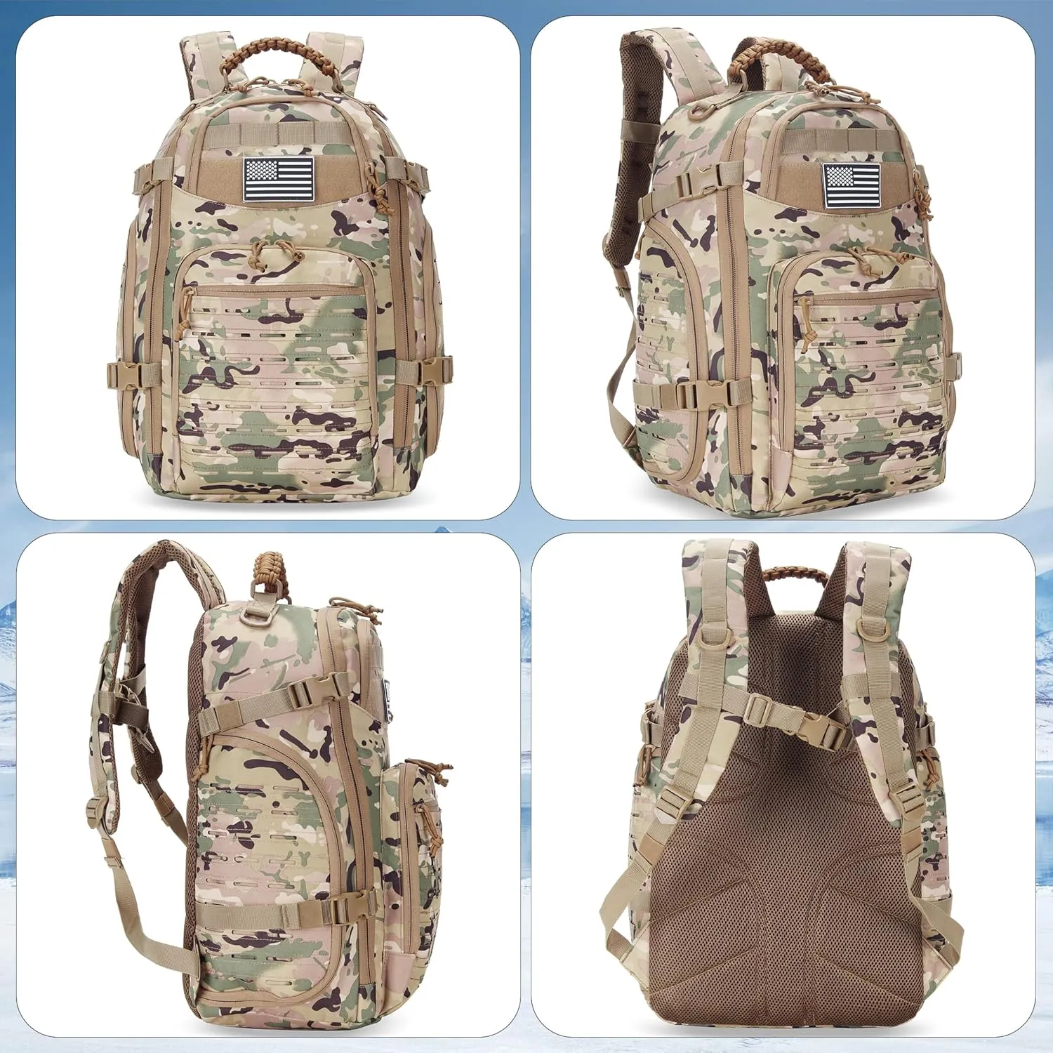 30L Hiking Backpack Lightweight Outdoor Daypack Camping Backpack Outdoor Travel Daypack Day Pack for Man Woman (CP Camo)