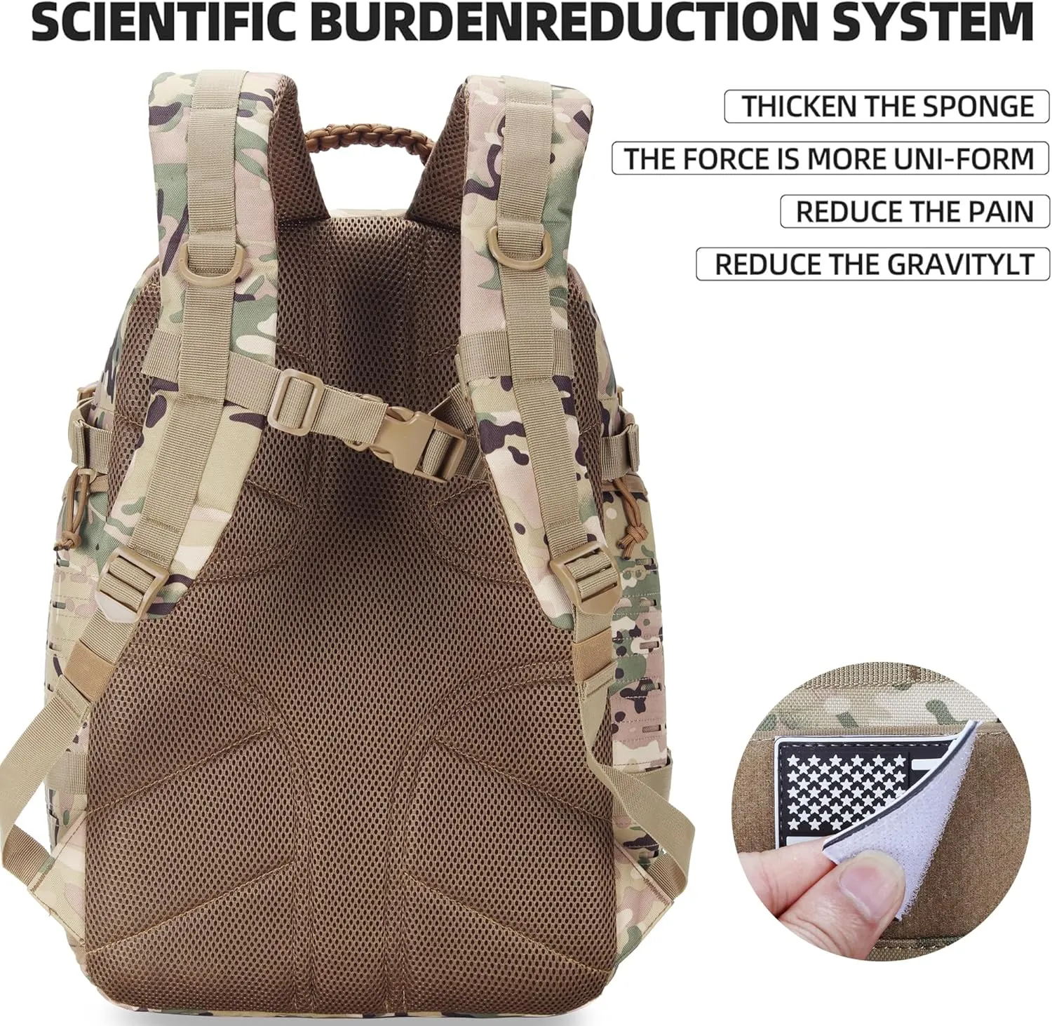 30L Hiking Backpack Lightweight Outdoor Daypack Camping Backpack Outdoor Travel Daypack Day Pack for Man Woman (CP Camo)