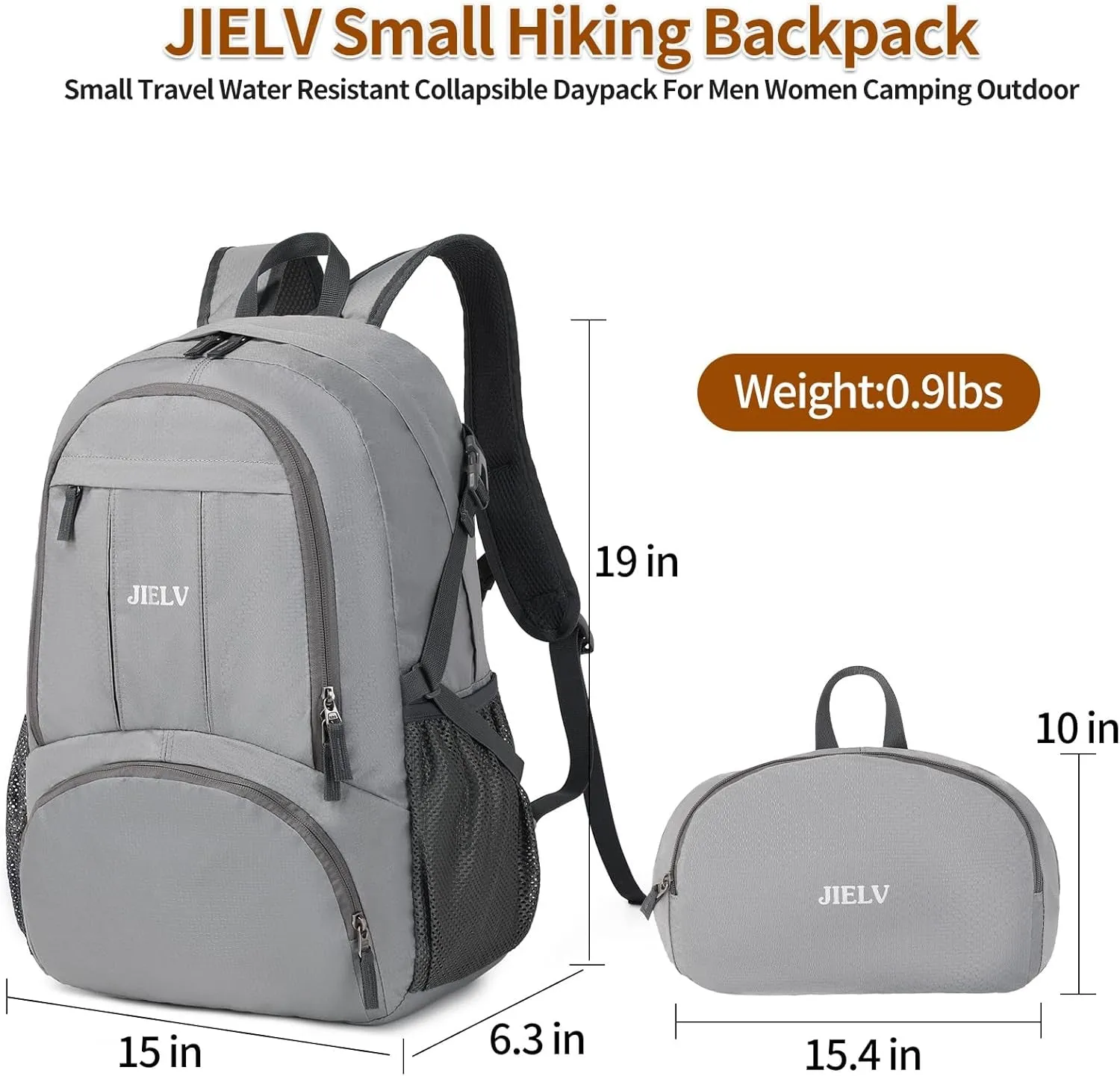 30L Lightweight Packable Backpack Small Foldable Hiking Backpack Waterproof Daypack Travel Camping Outdoor for Women Men Valentines Day Gifts(Lgiht Grey)