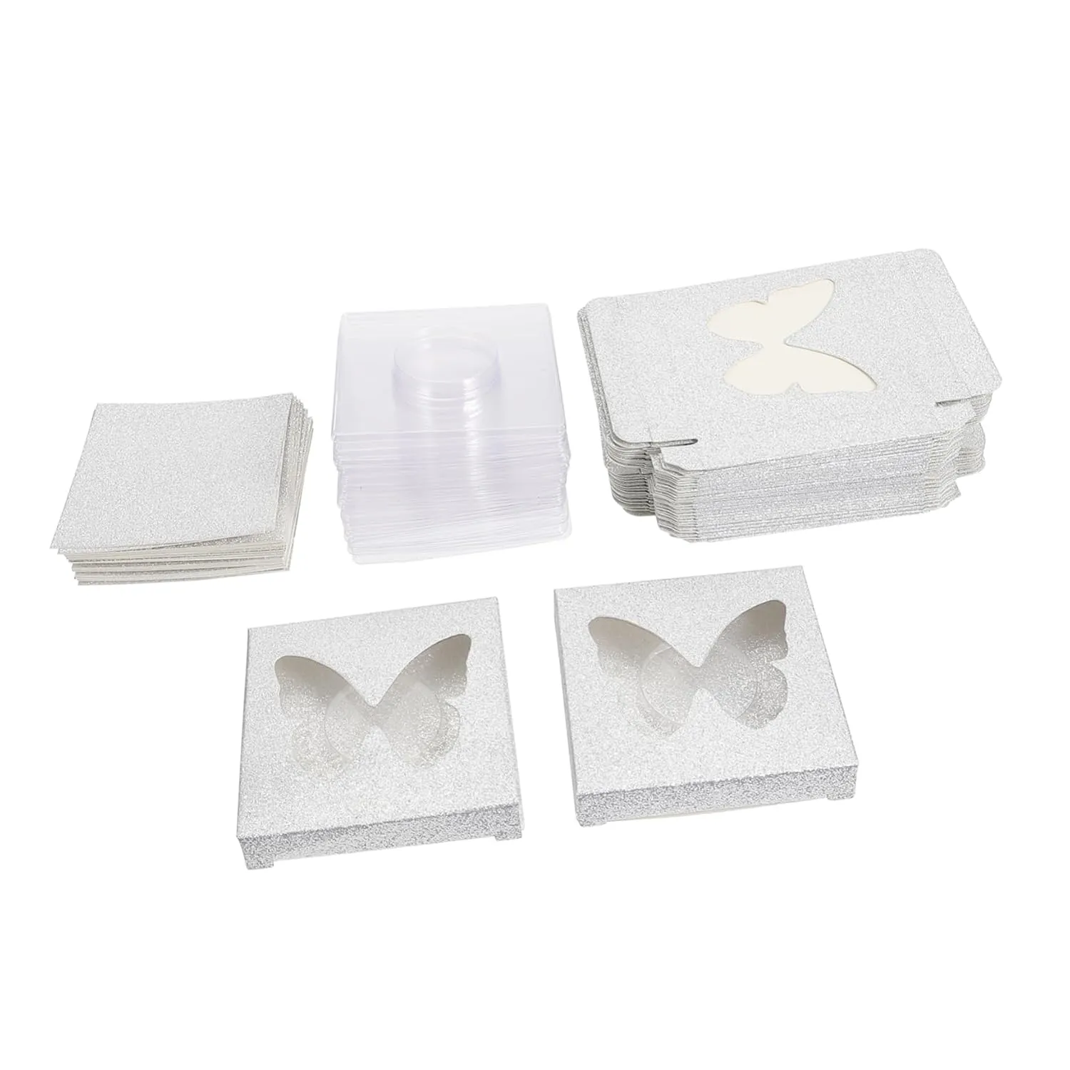 30pcs Box Eyelash Box Fake Eyelashes Fake Lashes False Eyelashes Travel Eyelash Curler Cosmetic Tray Lash Case with Lash Tray Eyelash Storage Case Empty Lash Case Square
