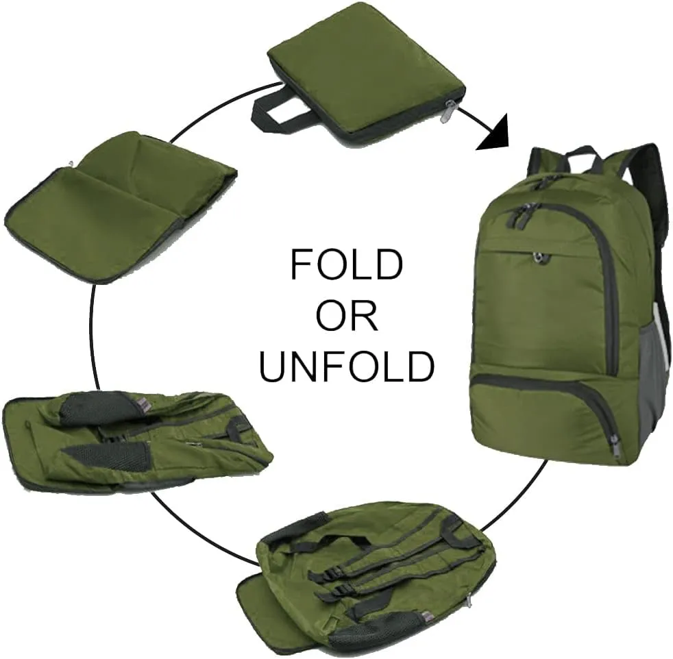 35L Hiking Backpack Ultralight Lightweight Packable Foldable Water Resistant Travel Camping Outdoor Daypack (Green)
