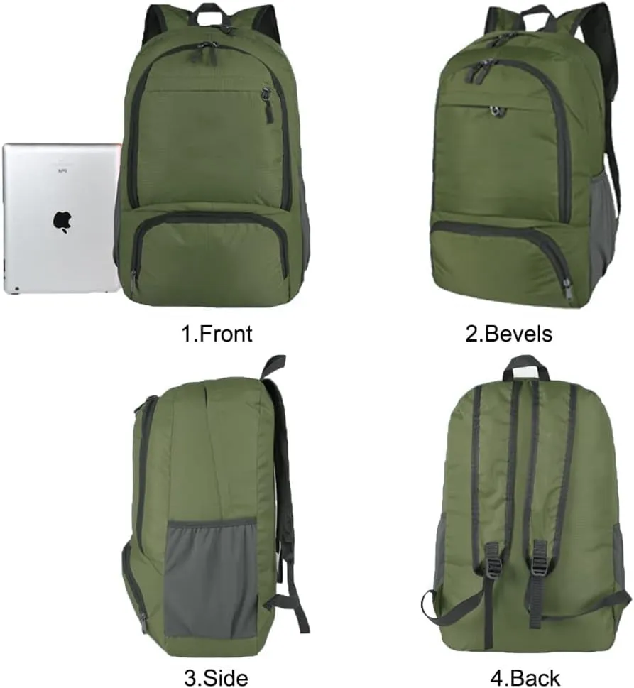 35L Hiking Backpack Ultralight Lightweight Packable Foldable Water Resistant Travel Camping Outdoor Daypack (Green)