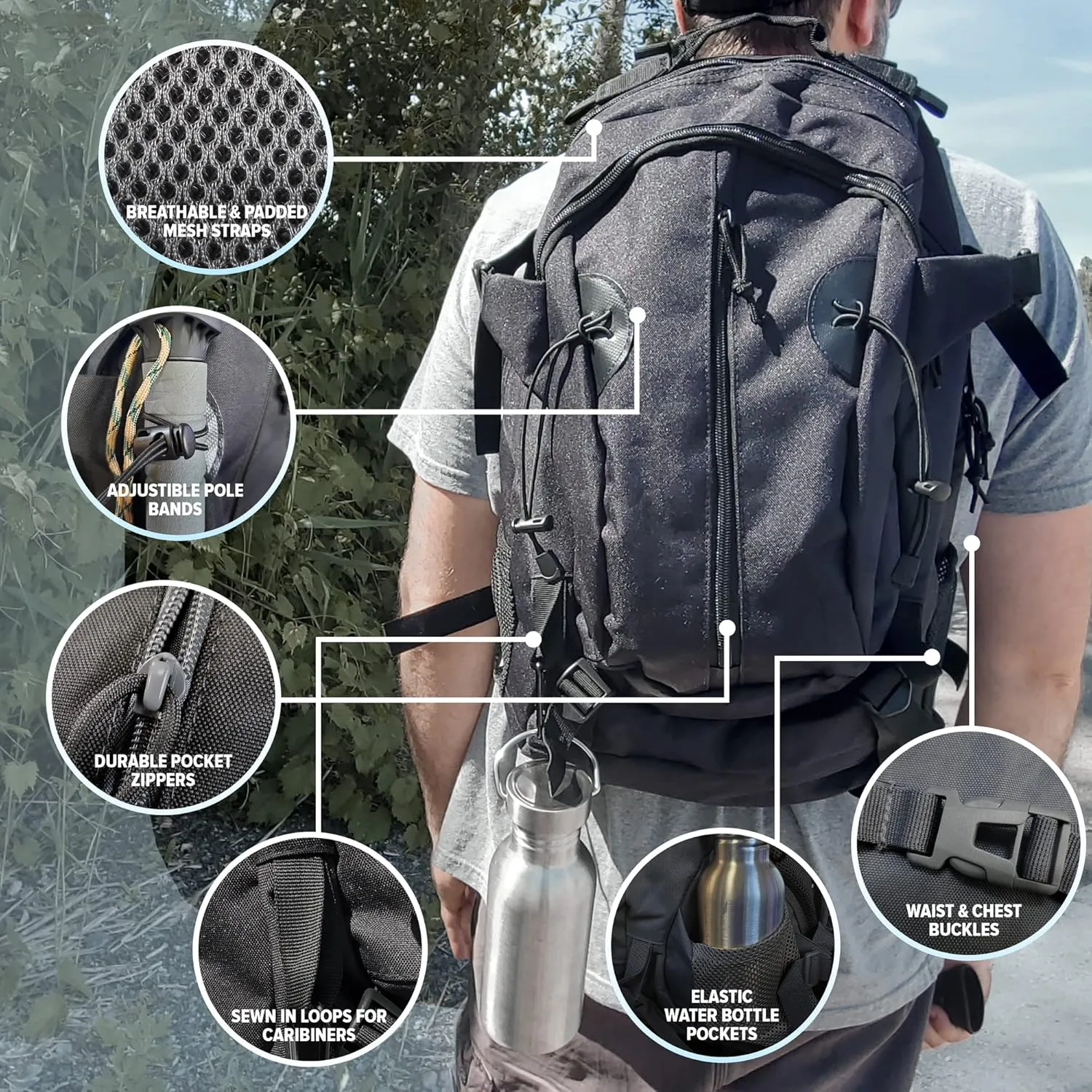 35L Outdoor Transport Backpack for Camping Hiking Daypack Trekking Traveling and Survival Gear for both Men & Women (Tan)