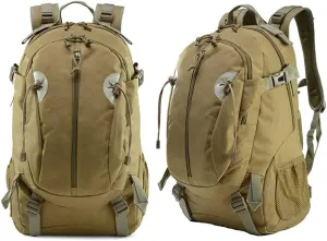 35L Outdoor Transport Backpack for Camping Hiking Daypack Trekking Traveling and Survival Gear for both Men & Women (Tan)