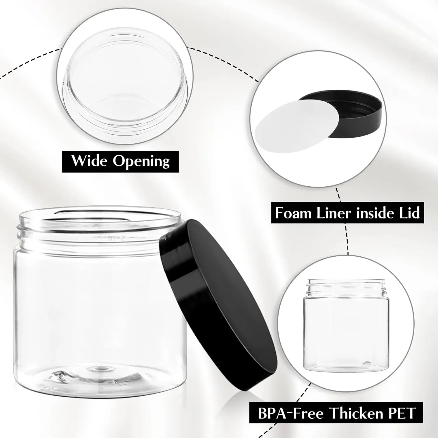 36 Pack 4 Oz Plastic Container Jars with Lids and Labels BPA Free, TUZAZO Empty Round Clear Cosmetic Containers Plastic Slime Jars for Lotion, Cream, Ointments, Body Butter, Travel Storage (36)