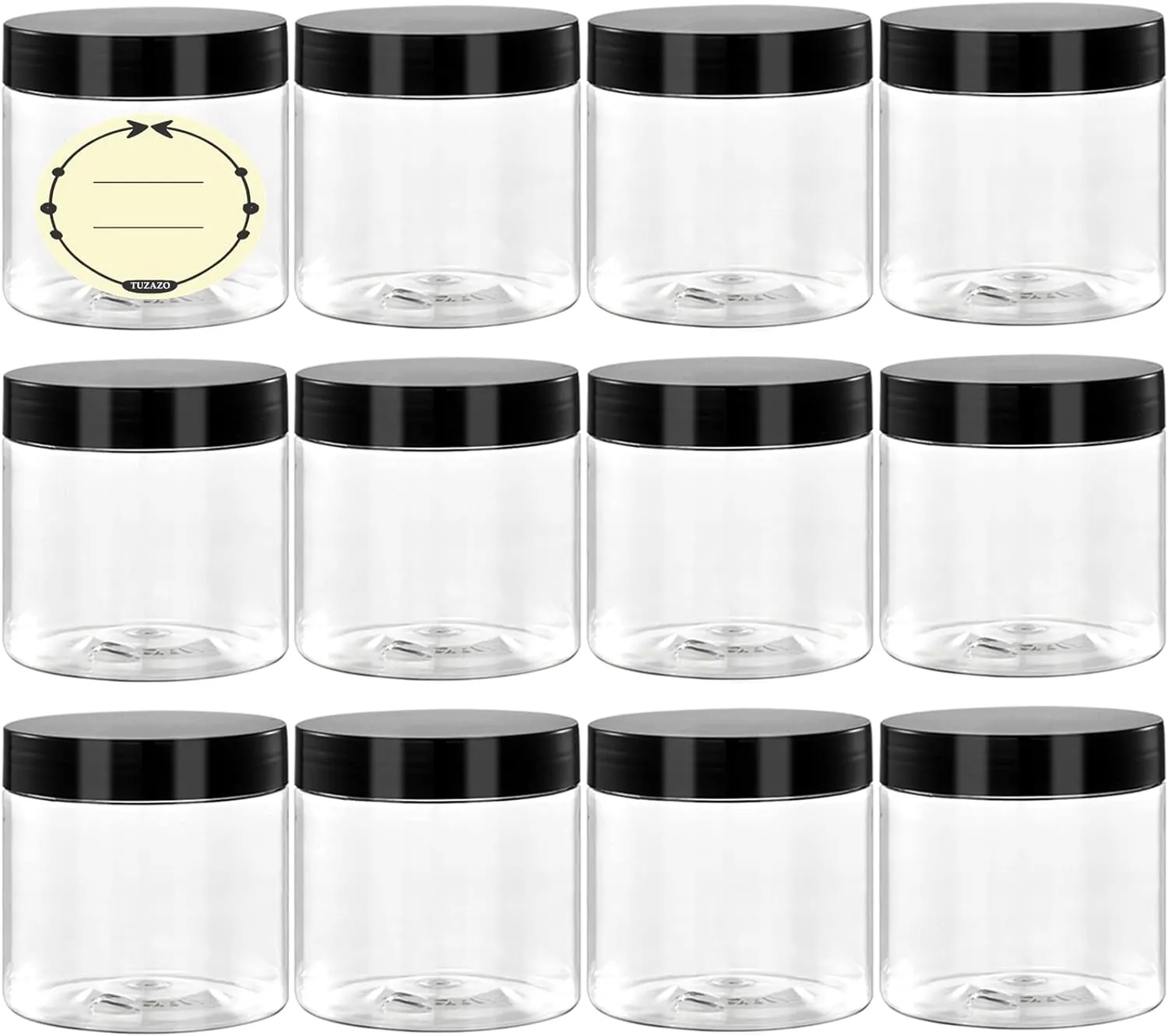 36 Pack 4 Oz Plastic Container Jars with Lids and Labels BPA Free, TUZAZO Empty Round Clear Cosmetic Containers Plastic Slime Jars for Lotion, Cream, Ointments, Body Butter, Travel Storage (36)