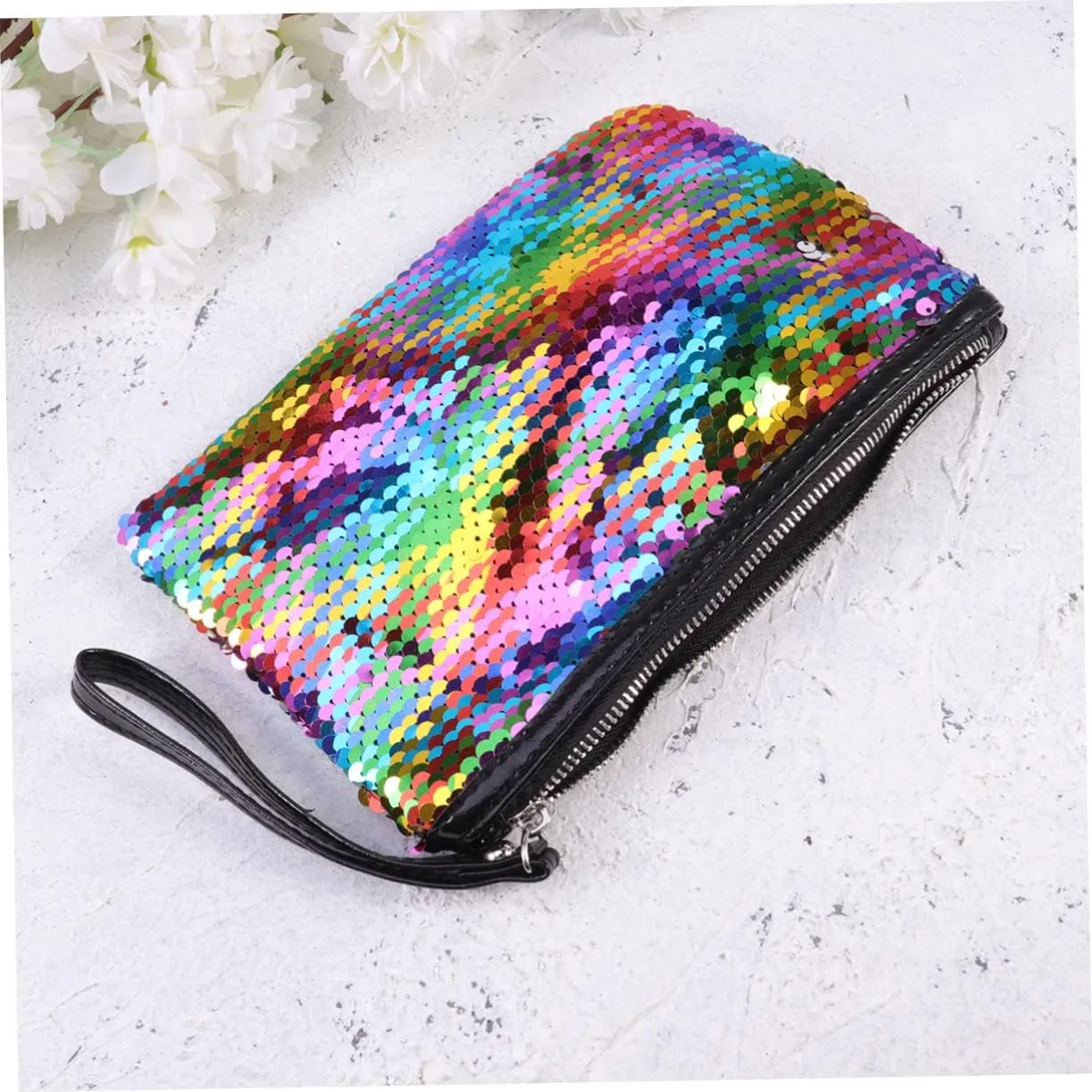 3pcs Color Clutch Silver Paillette Cosmetic Bag Changing Handbag Fashion and Blue Storage Change, As Shownx3pcs, Size 1x3pcs