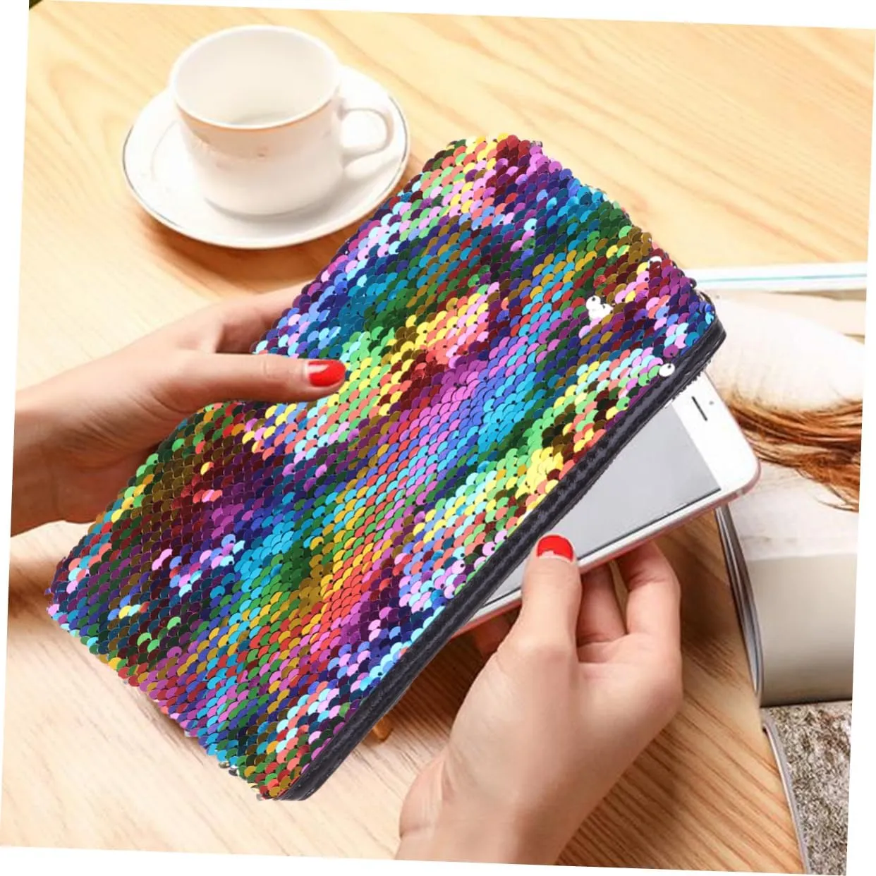 3pcs Color Clutch Silver Paillette Cosmetic Bag Changing Handbag Fashion and Blue Storage Change, As Shownx3pcs, Size 1x3pcs