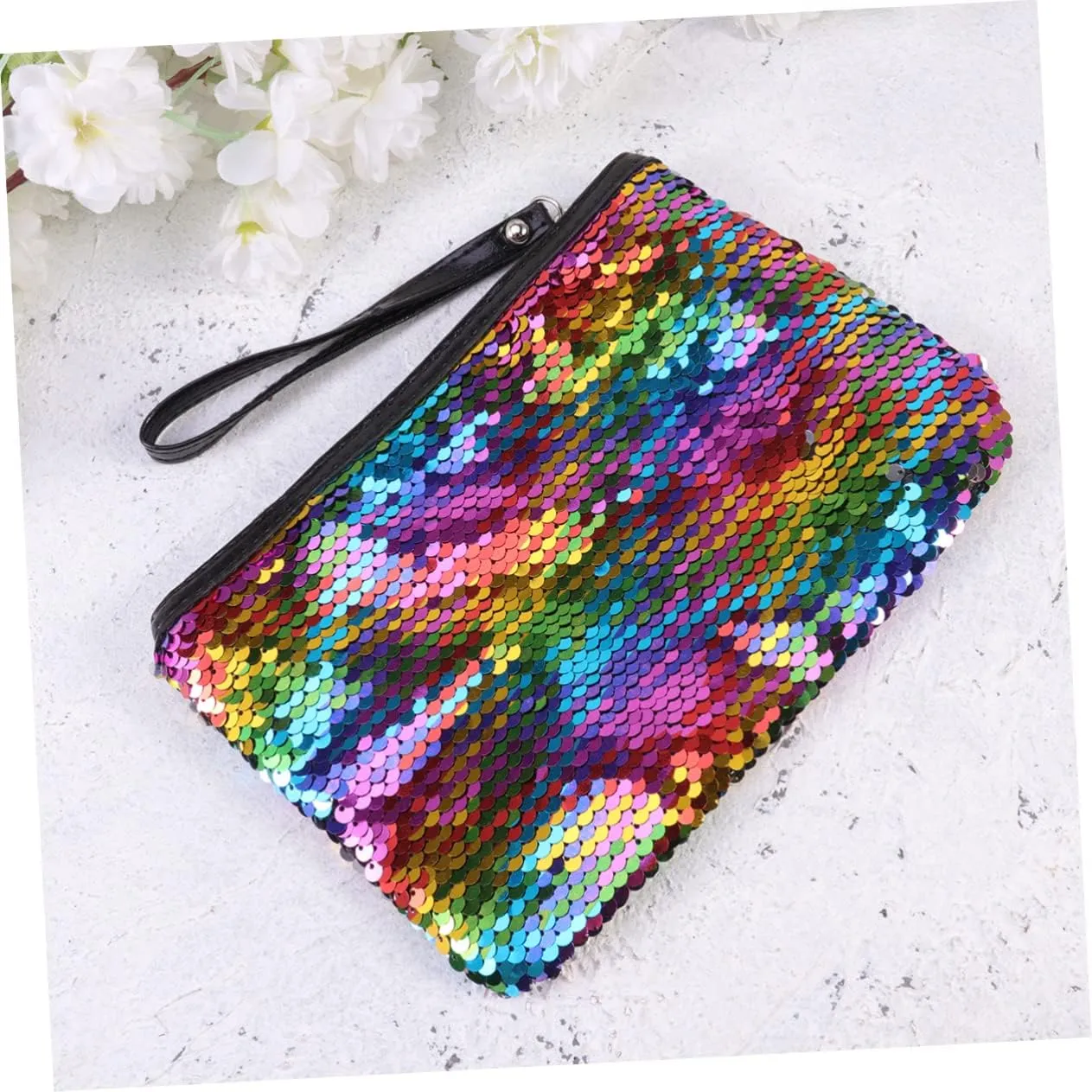 3pcs Color Clutch Silver Paillette Cosmetic Bag Changing Handbag Fashion and Blue Storage Change, As Shownx3pcs, Size 1x3pcs