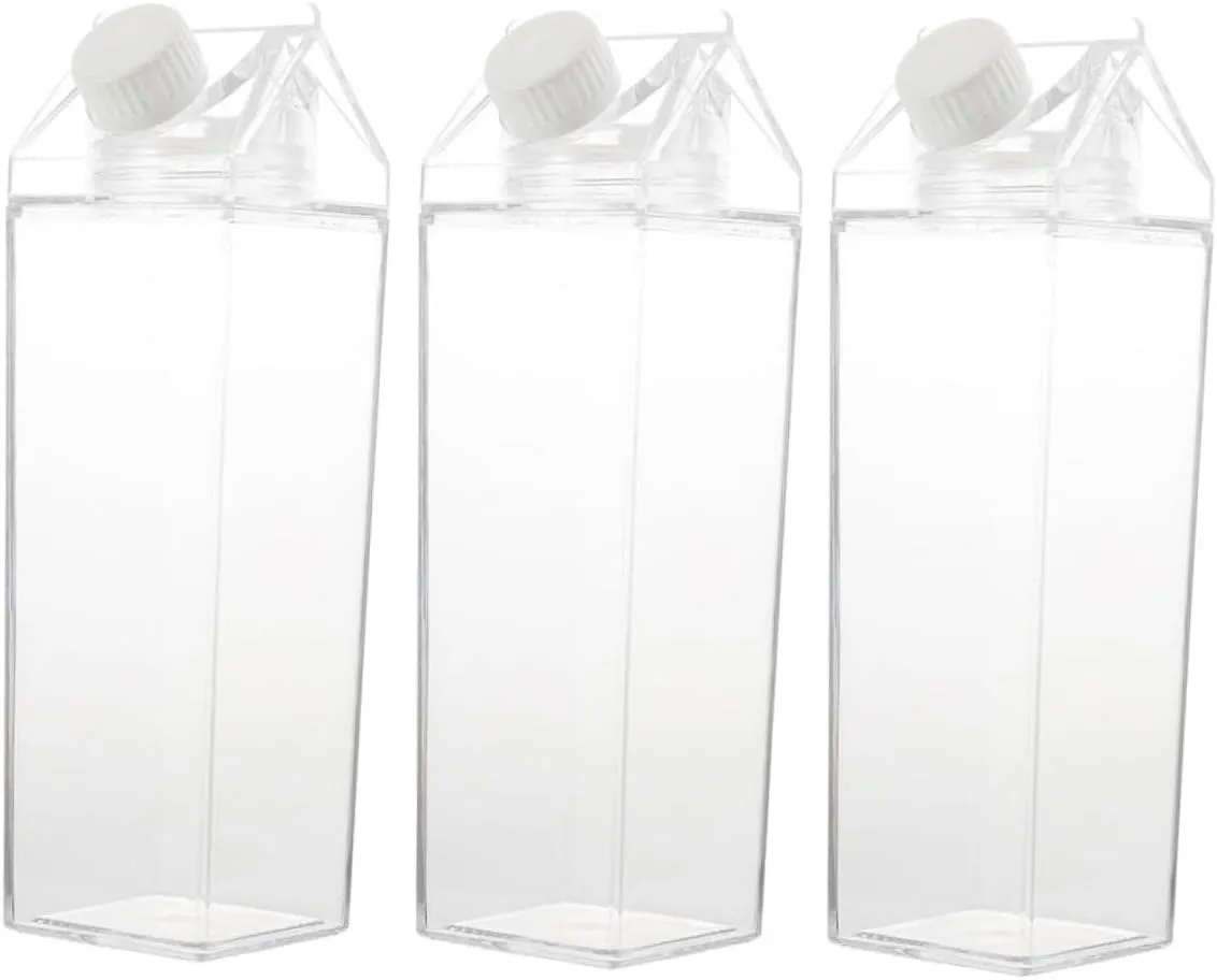 3Pcs Transparent Milk Bottles Food Grade Water Containers for Outdoor Activities Gym and Daily Hydration Leak and Odor Design