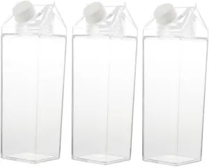 3Pcs Transparent Milk Bottles Food Grade Water Containers for Outdoor Activities Gym and Daily Hydration Leak and Odor Design