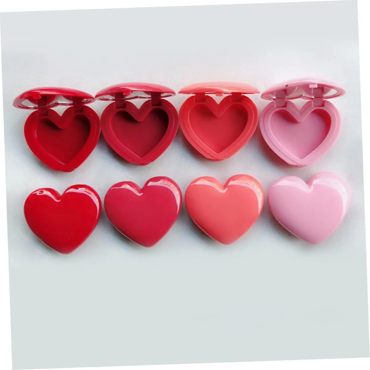 3sets Heart Shape Plastic Travel Containers Empty Bottles for Lipstick Creams Makeup 4pcs*3 Random Color