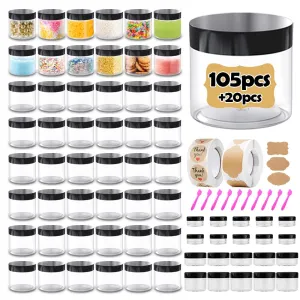 4 oz Plastic Containers with Lids 105pcs Bulk Plastic Jars with Lids   3/5/10/20 Gram 20pcs Sample Containers Travel Jar– Great for Lip Scrub, Body Butters, Cream, Slime, Craft Storage