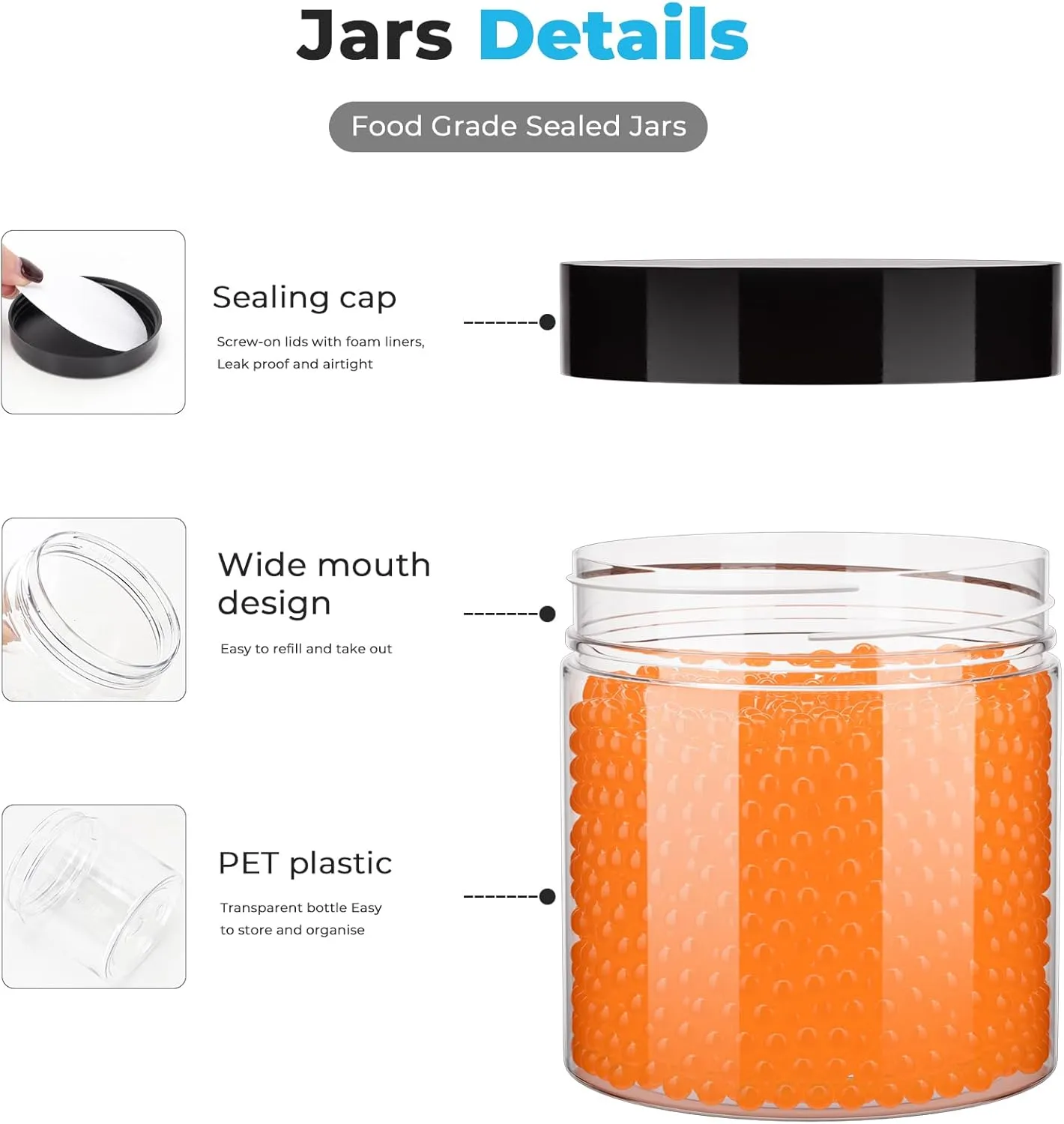 4 oz Plastic Jars with Black Lid,36 Pack Round Cosmetic Containers with Screw Lids,120ml Empty Plastic Slime Jar for Cream,Ointments,Food Storage,Crtafts