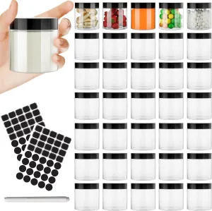 4 oz Plastic Jars with Black Lid,36 Pack Round Cosmetic Containers with Screw Lids,120ml Empty Plastic Slime Jar for Cream,Ointments,Food Storage,Crtafts
