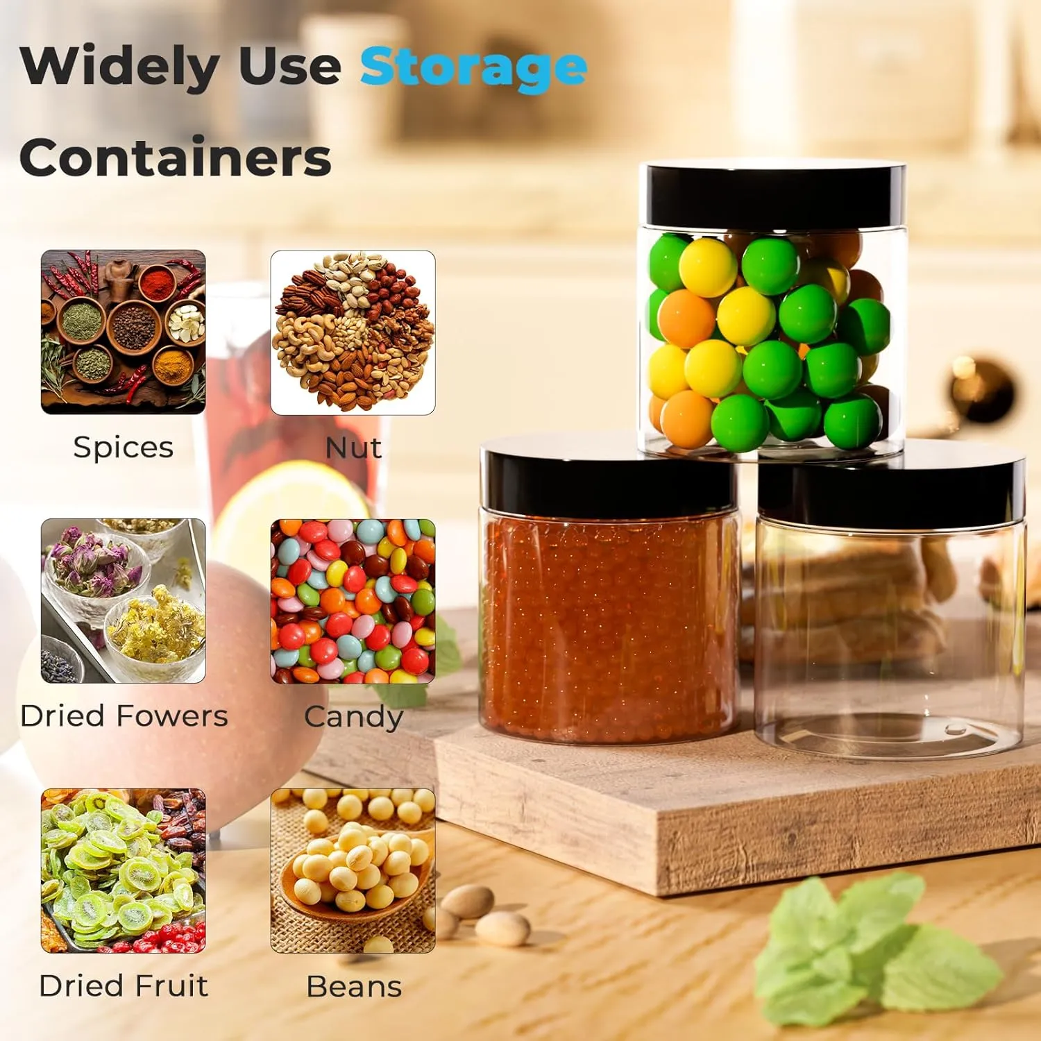 4 oz Plastic Jars with Black Lid,36 Pack Round Cosmetic Containers with Screw Lids,120ml Empty Plastic Slime Jar for Cream,Ointments,Food Storage,Crtafts