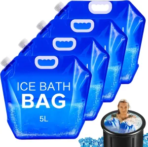 4 Pack Ice Bath Bags Reusable, Large Capacity Cold Plunge Ice Bath Accessories, Portable Bathtub Freezer Water Bags for Ice Baths at Home