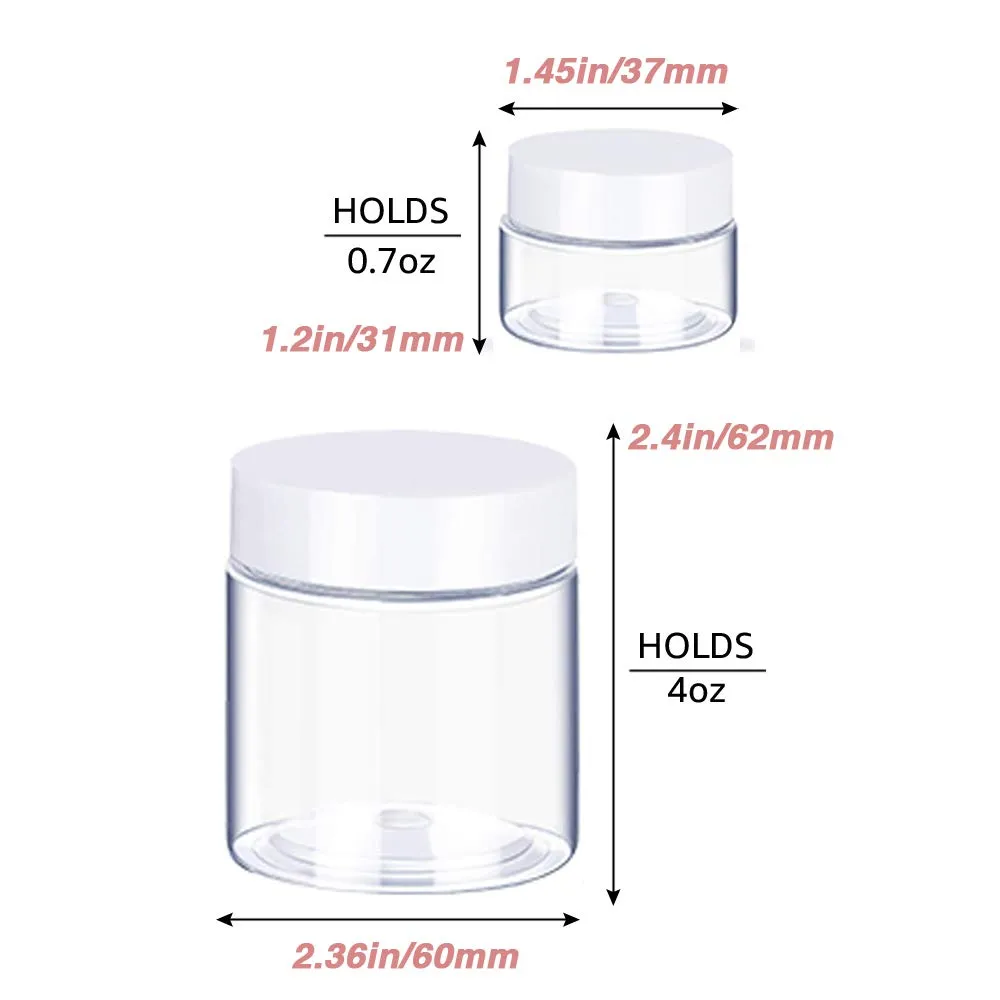 4OZ Slime Containers with Lids   20 Gram Round Samples Jars (Set of 24)- Empty Small Plastic Containers with Lids for Lip Scrub, Body Butters, Cream, Slime, Craft Storage
