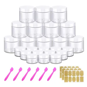 4OZ Slime Containers with Lids   20 Gram Round Samples Jars (Set of 24)- Empty Small Plastic Containers with Lids for Lip Scrub, Body Butters, Cream, Slime, Craft Storage