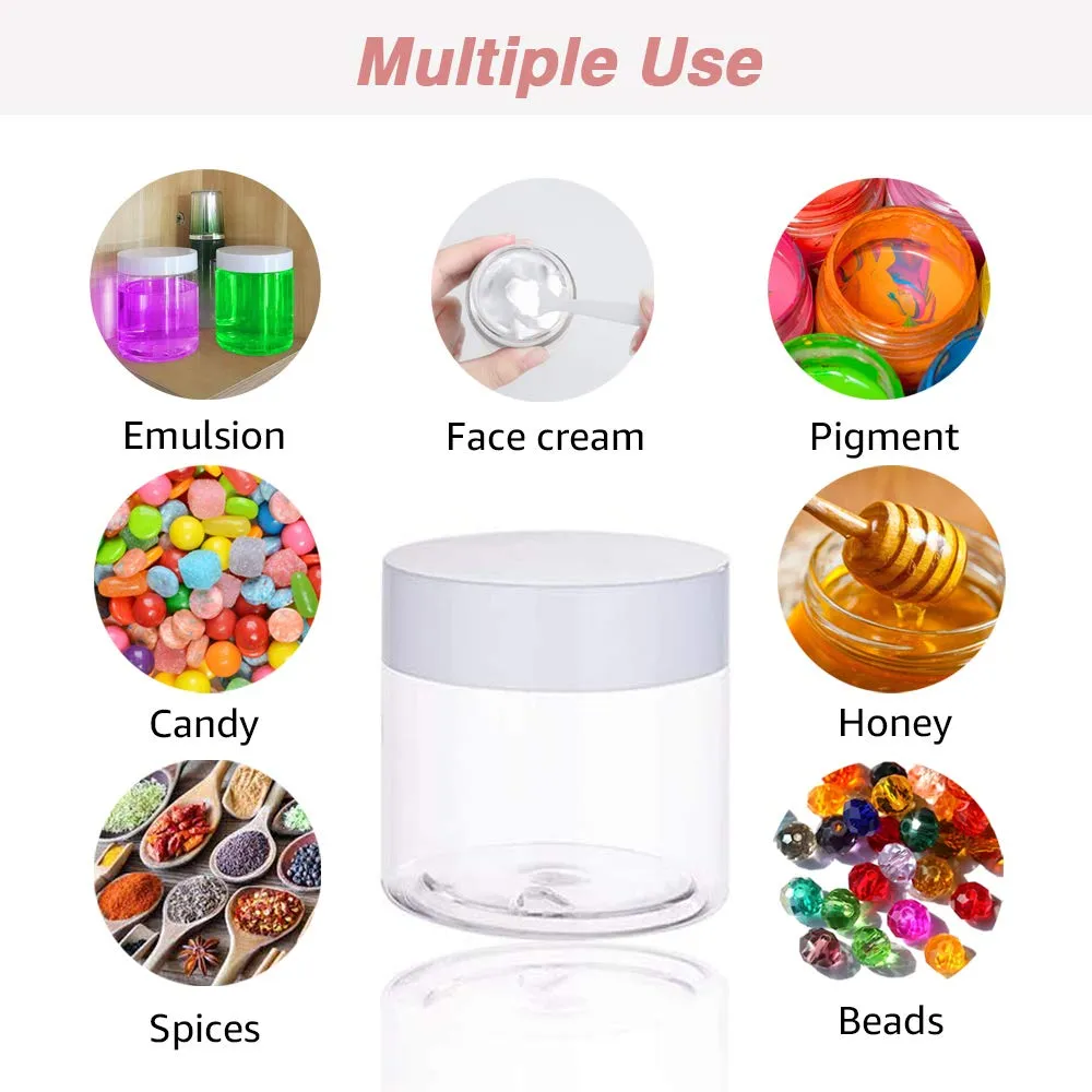 4OZ Slime Containers with Lids   20 Gram Round Samples Jars (Set of 24)- Empty Small Plastic Containers with Lids for Lip Scrub, Body Butters, Cream, Slime, Craft Storage