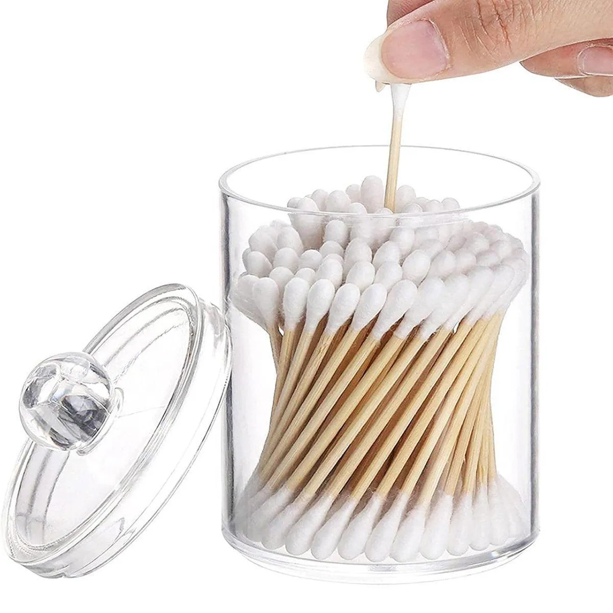 4PCS Transparent Cotton Swabs Makeup Remover Pad Storage Box Household Organizer