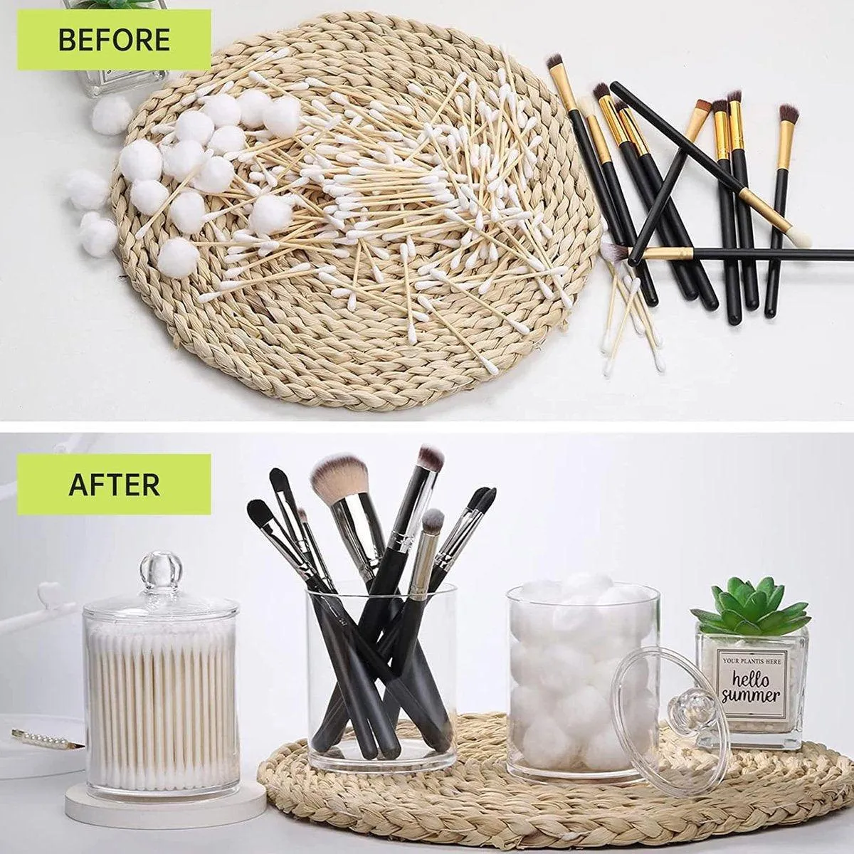 4PCS Transparent Cotton Swabs Makeup Remover Pad Storage Box Household Organizer