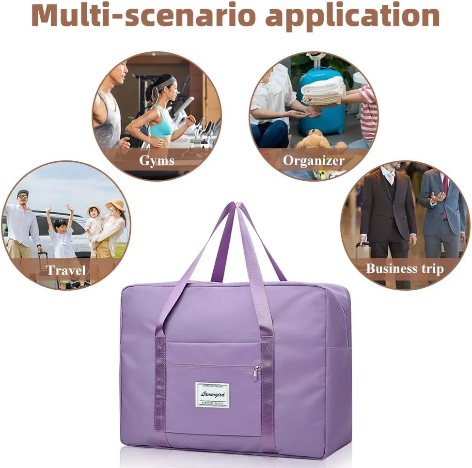 4pcs Travel Duffel Bag, Lightweight Weekender Bags for Spirit Airlines Frontier Airlines, 16.1*13.5*5.5in Large Waterproof Hospital Bag Gym Carry on Bag for Women Labor Delivery, Overnight (4PCS, M)