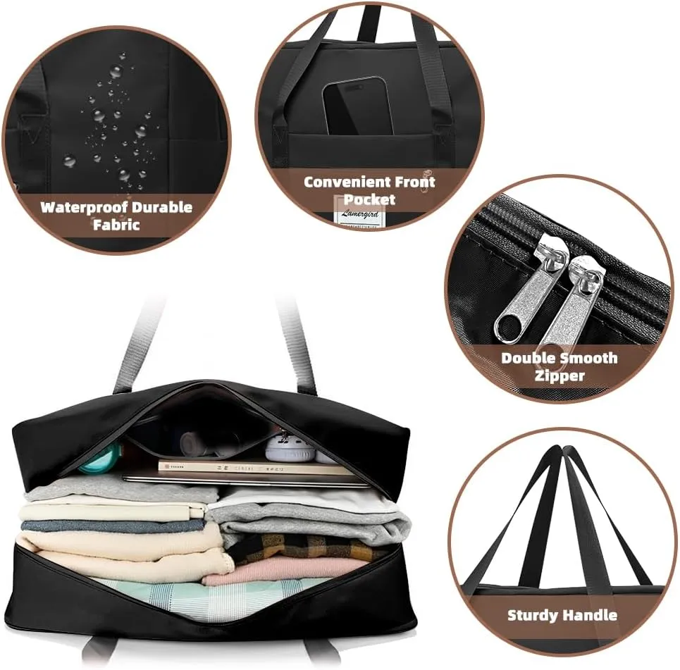 4pcs Travel Duffel Bag, Lightweight Weekender Bags for Spirit Airlines Frontier Airlines, 16.1*13.5*5.5in Large Waterproof Hospital Bag Gym Carry on Bag for Women Labor Delivery, Overnight (4PCS, M)
