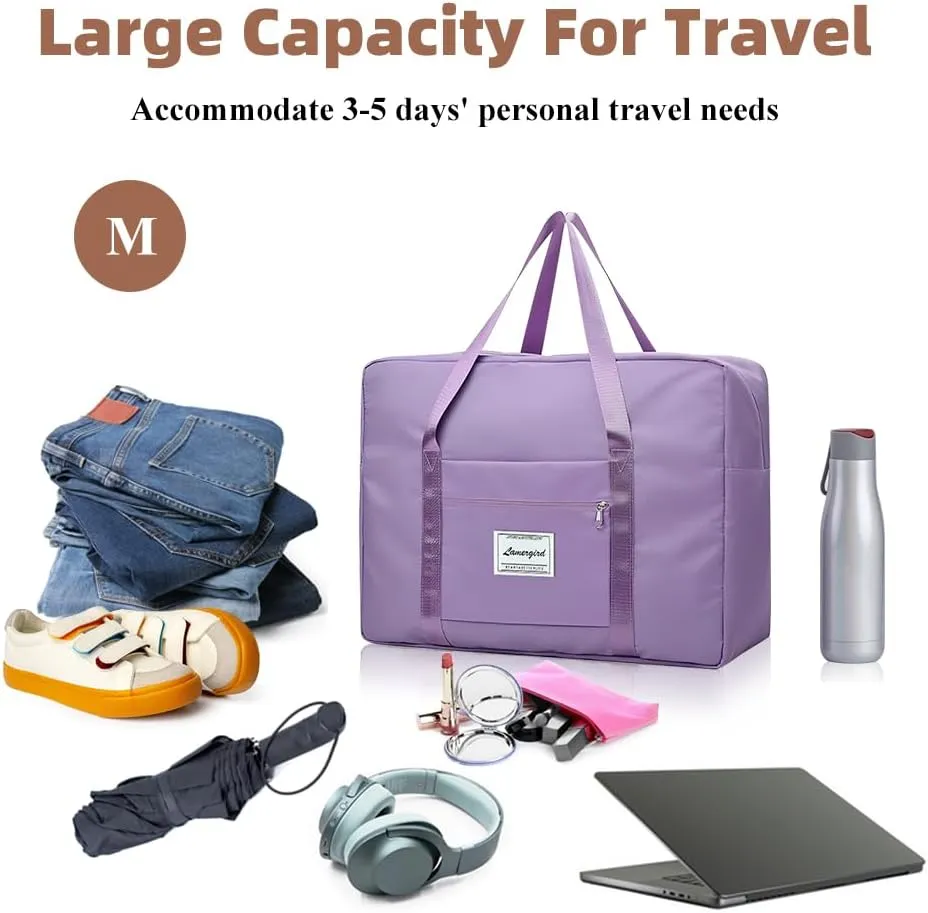 4pcs Travel Duffel Bag, Lightweight Weekender Bags for Spirit Airlines Frontier Airlines, 16.1*13.5*5.5in Large Waterproof Hospital Bag Gym Carry on Bag for Women Labor Delivery, Overnight (4PCS, M)