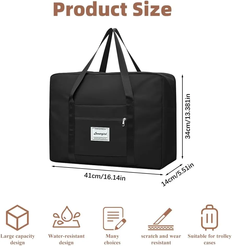 4pcs Travel Duffel Bag, Lightweight Weekender Bags for Spirit Airlines Frontier Airlines, 16.1*13.5*5.5in Large Waterproof Hospital Bag Gym Carry on Bag for Women Labor Delivery, Overnight (4PCS, M)