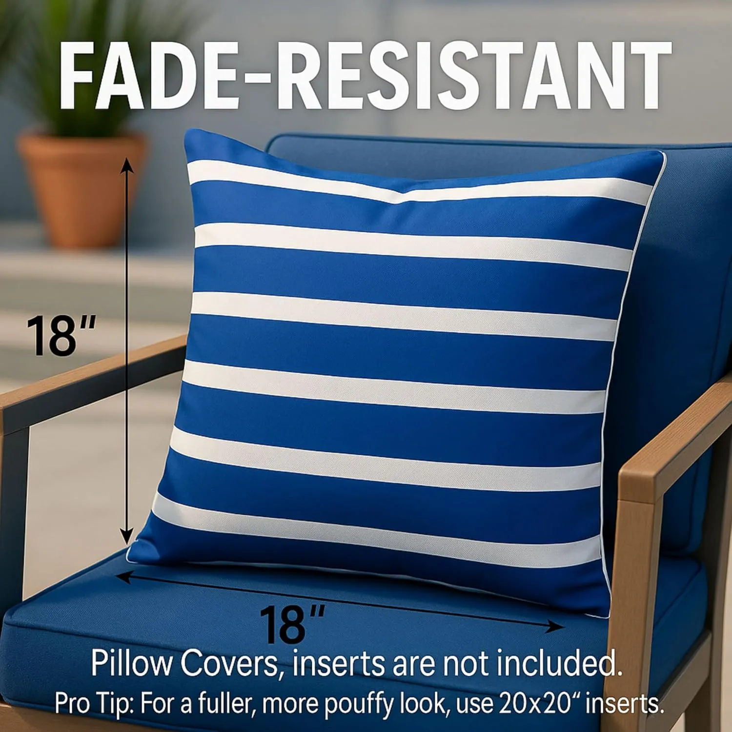 5-Pack Coastal Outdoor Throw Pillow Covers 18x18 – Waterproof, UV-Protected, Fade-Resistant Pillow Cases with Hidden Zipper, Vibrant Blue and White Nautical Designs for Patio, Porch, or Garden