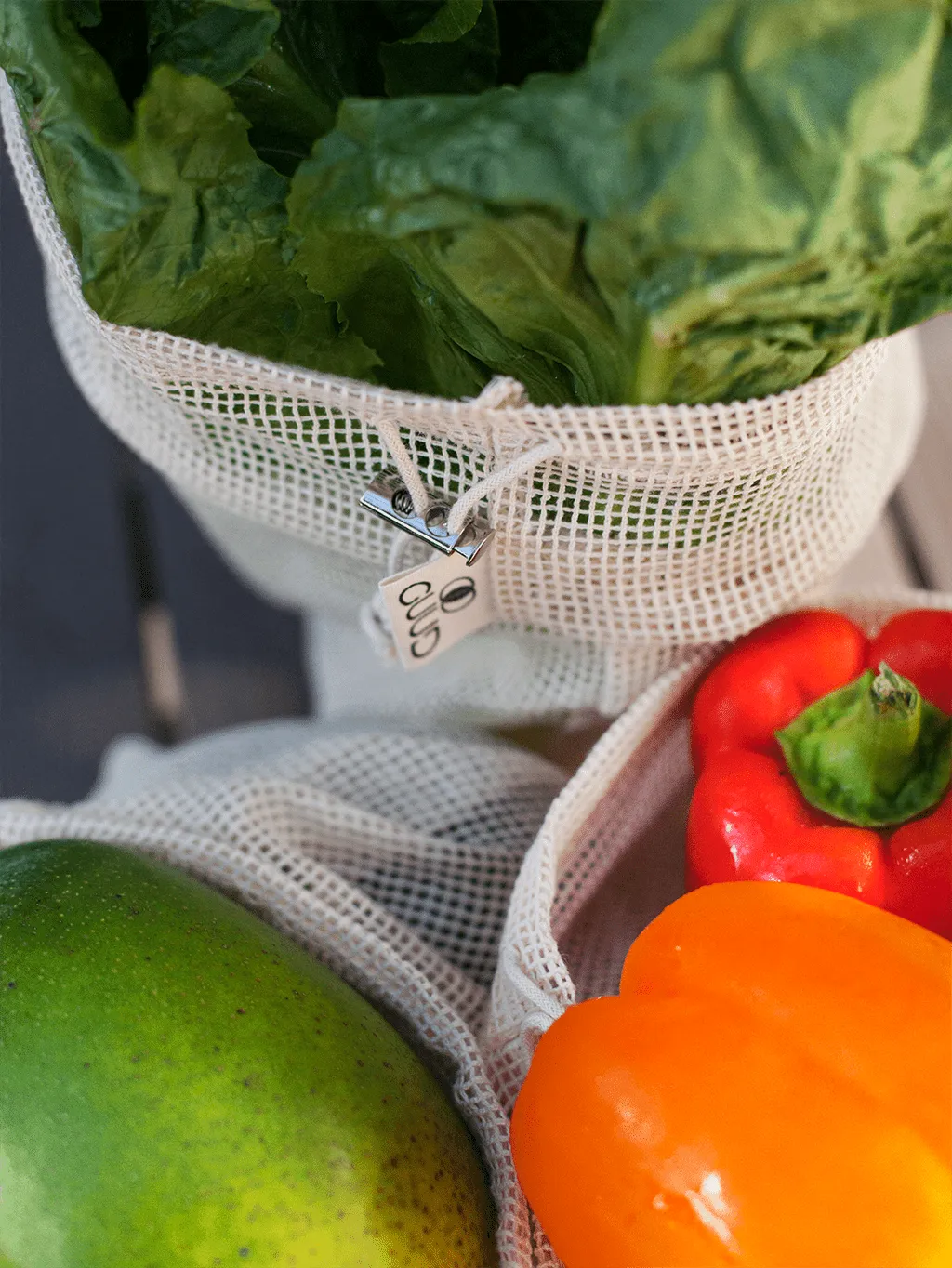 5 Pack MEDIUM 100% Cotton Mesh Produce Bags