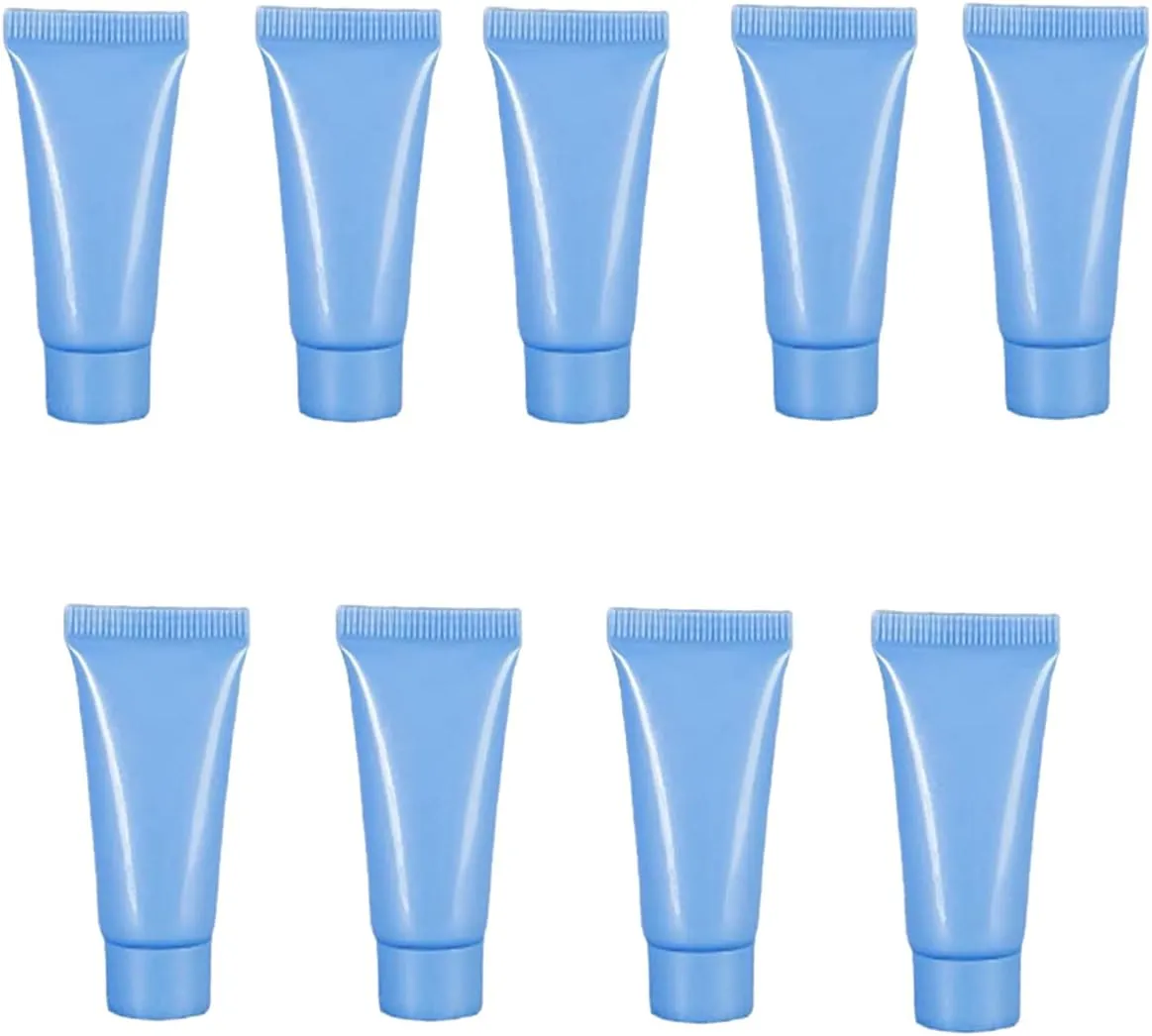 50 Pcs 10ml Refillable Empty Plastic Tubes Sample Packing Bottles Cosmetic Makeup Containers for Shampoo Shower Gel Cream Cleanser Body Lotion,Blue