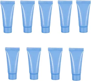 50 Pcs 10ml Refillable Empty Plastic Tubes Sample Packing Bottles Cosmetic Makeup Containers for Shampoo Shower Gel Cream Cleanser Body Lotion,Blue