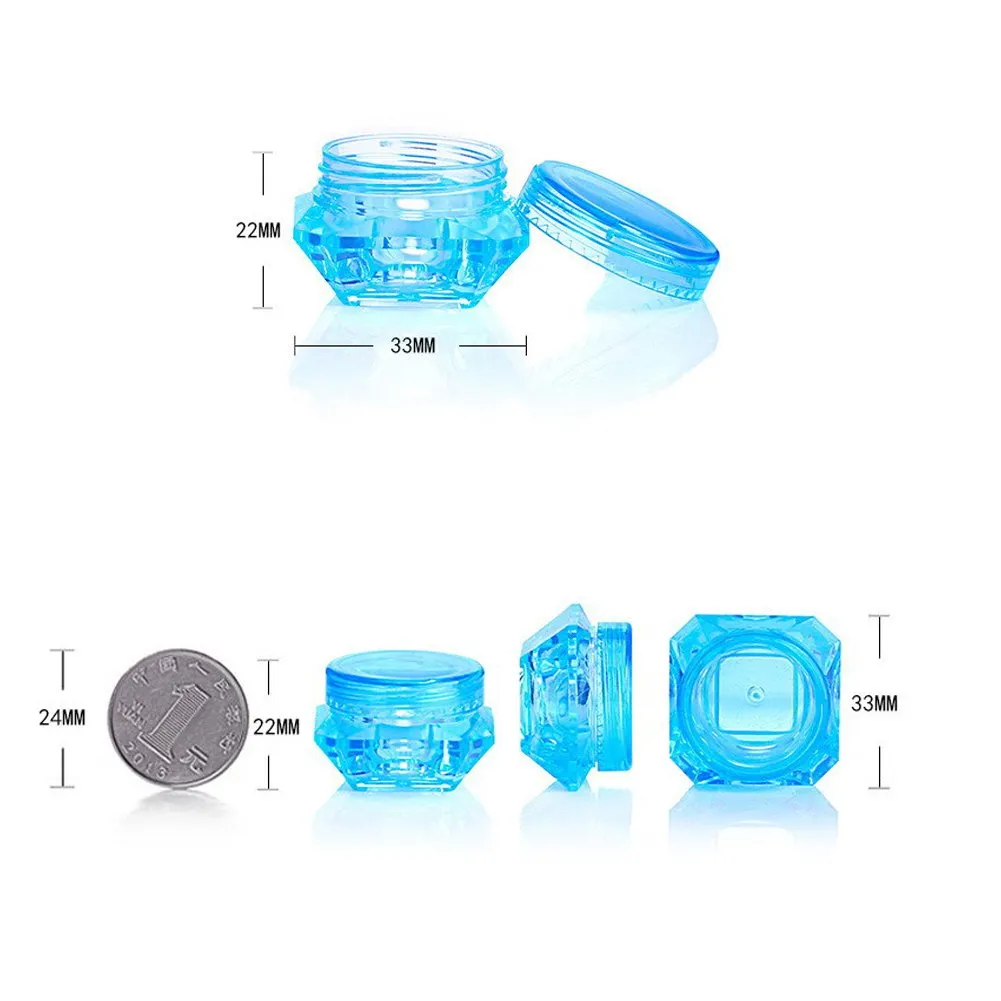 50Pcs 5 Gram/5 ML Cosmetic Sample Empty Container Diamond Plastic Jars for Cream, Eye Shadow, Nails, Powder, Jewelry, Lip balms, Toners