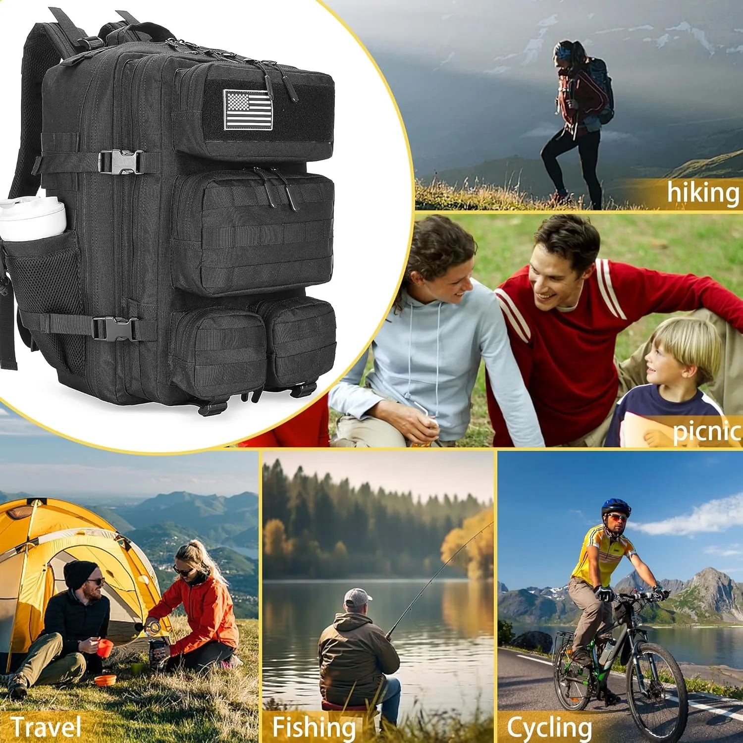 55L Tactical Backpack Heavy Duty Military Rucksack Molle Backpack 3 Day Assault Pack for Work Outdoors
