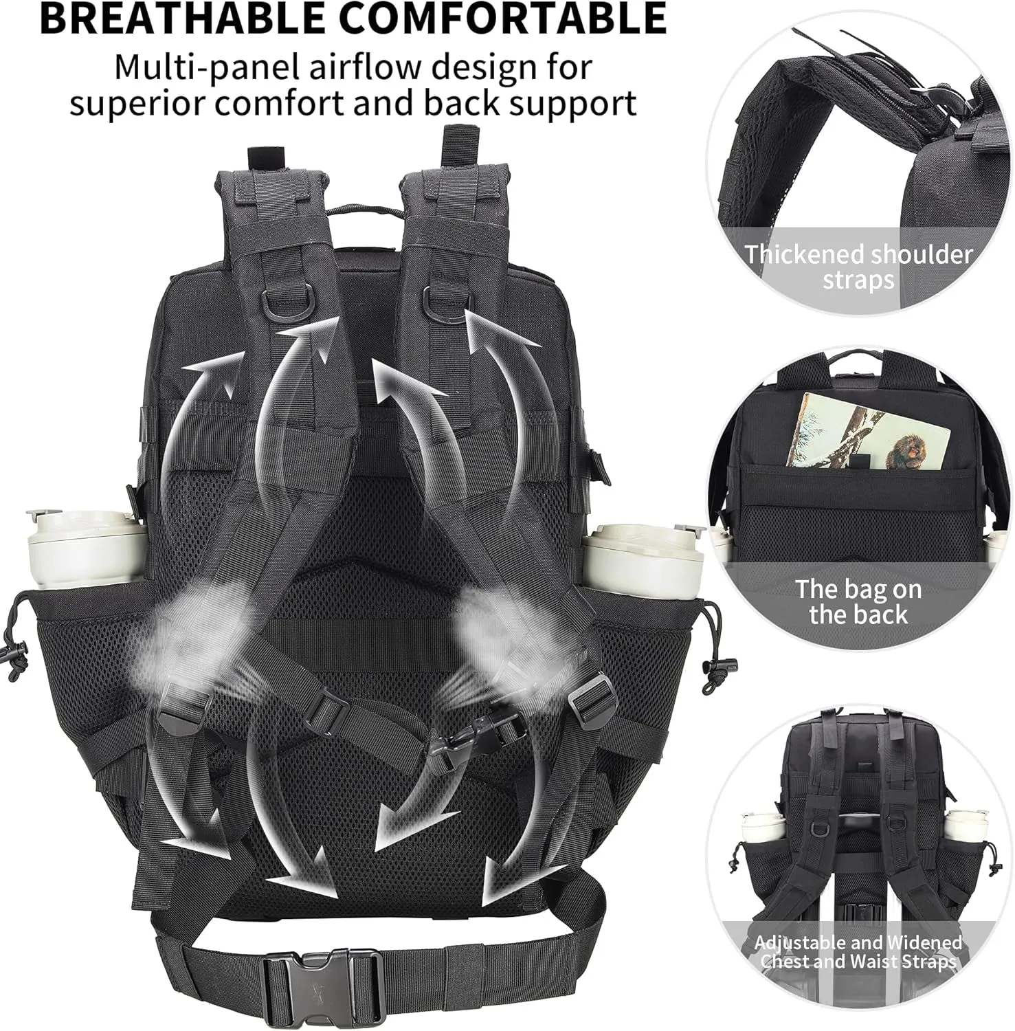 55L Tactical Backpack Heavy Duty Military Rucksack Molle Backpack 3 Day Assault Pack for Work Outdoors