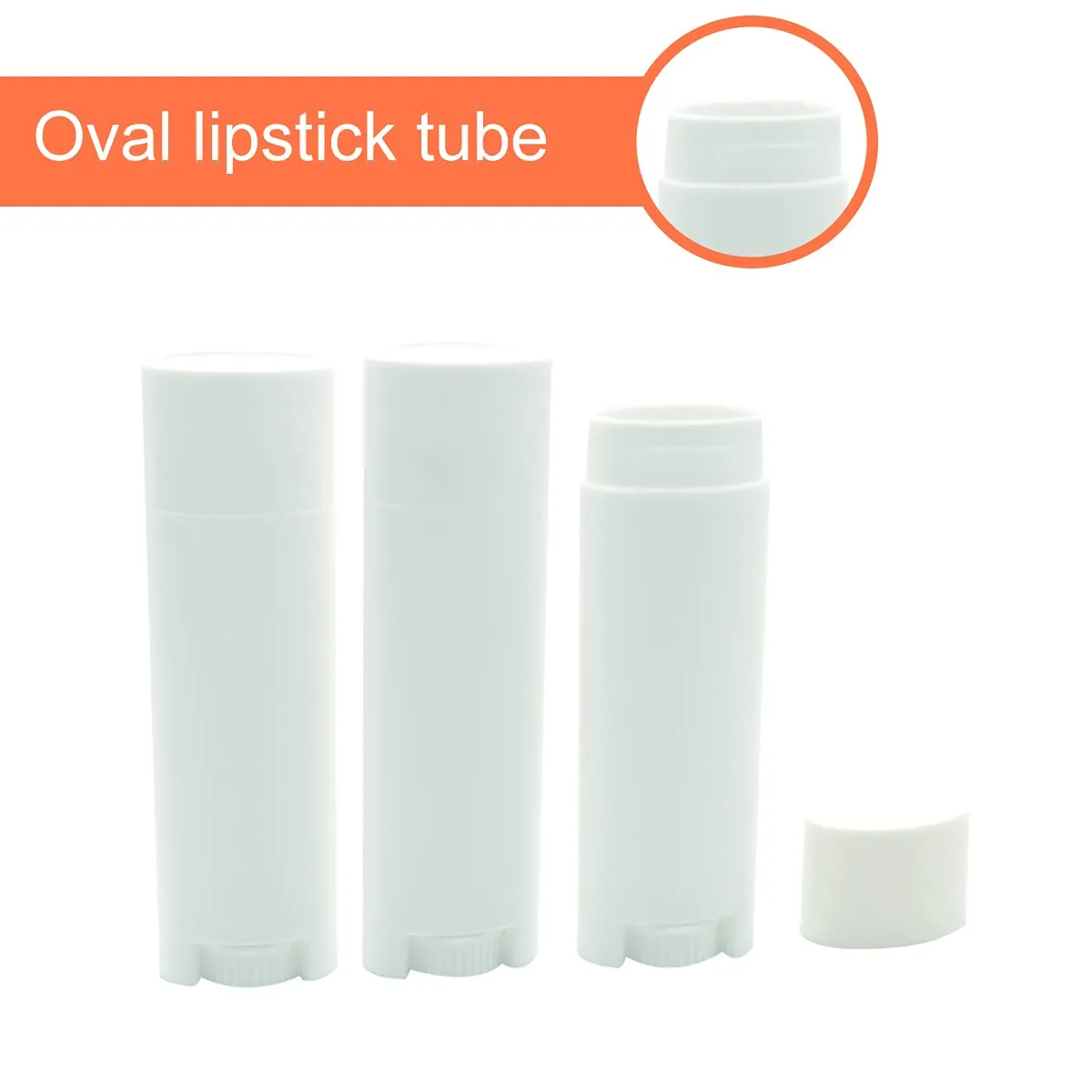 5ml Oval Lip Balm Tubes, 100PCS Plastic White Empty Deodorant Containers, Lip Gloss Container Holder With Caps