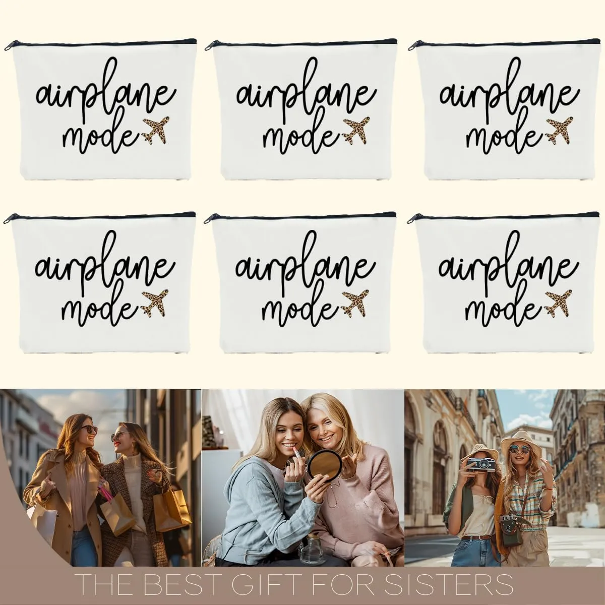 6 PCS Travel Gifts for Women - Girls Trip & Weekend Bags for Women Traveler Sister Besties Vacation Holiday Bachelorette Party Cosmetic Bag