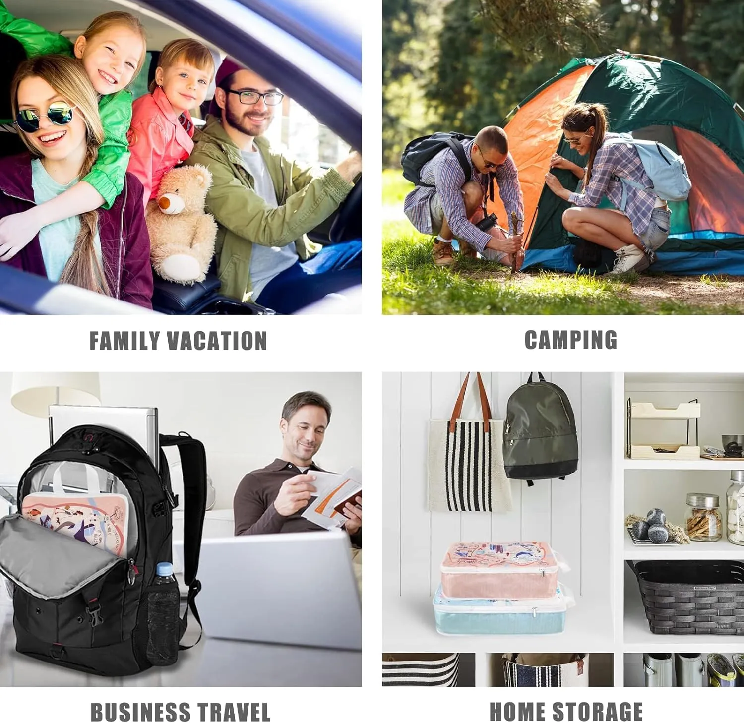 6 Set Compression Packing Cubes Compressed Storage Bags for Carry on Suitcases Packaging Luggage Bags Organizers for Travel