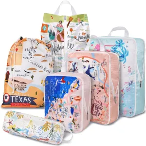 6 Set Compression Packing Cubes Compressed Storage Bags for Carry on Suitcases Packaging Luggage Bags Organizers for Travel