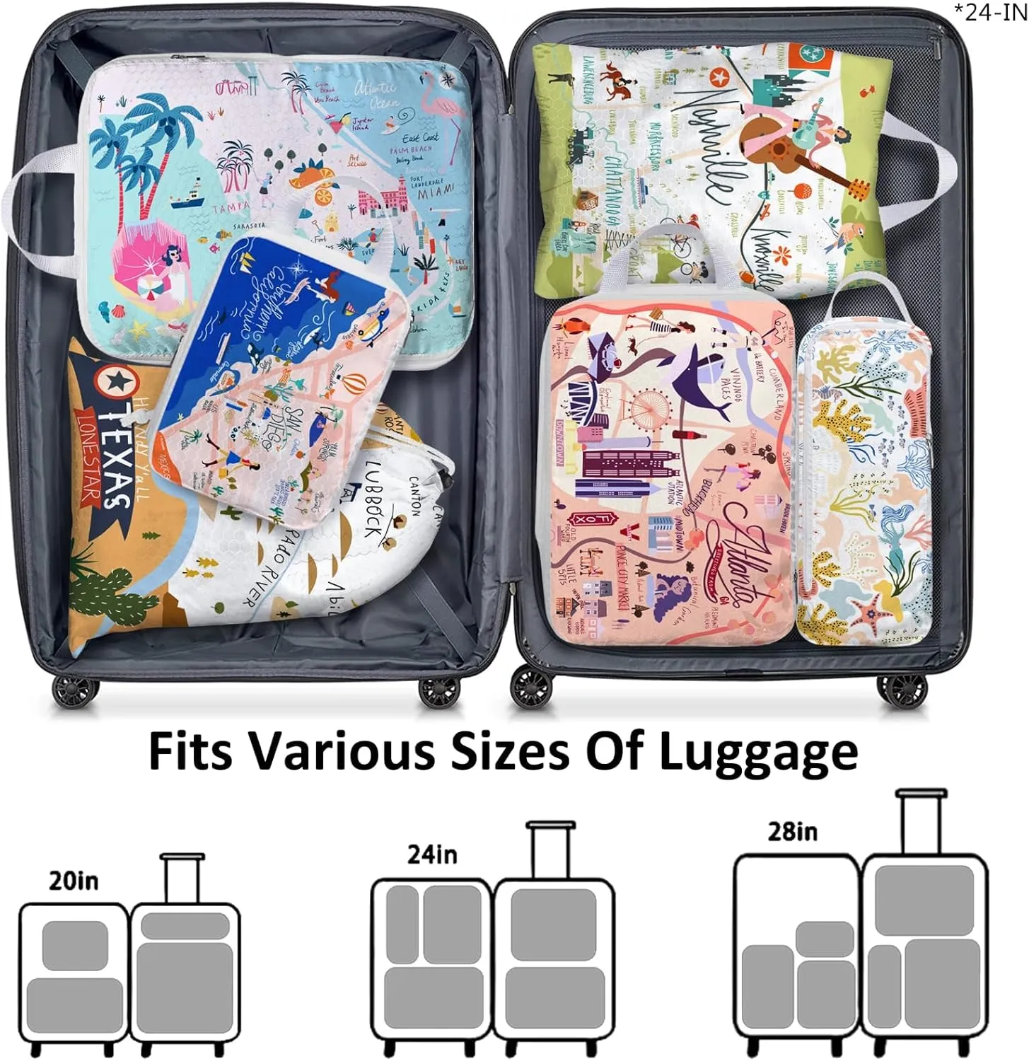 6 Set Compression Packing Cubes Compressed Storage Bags for Carry on Suitcases Packaging Luggage Bags Organizers for Travel
