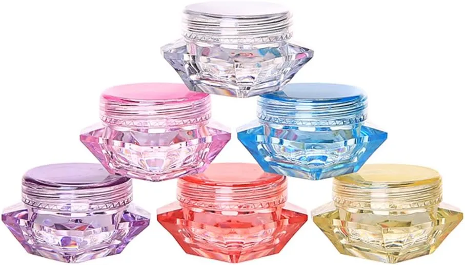 60Pcs 5 Gram/5 ML Cosmetic Sample Empty Container Diamond Plastic Jars for Cream, Eye Shadow, Nails, Powder, Jewelry, Lip balms, Toners