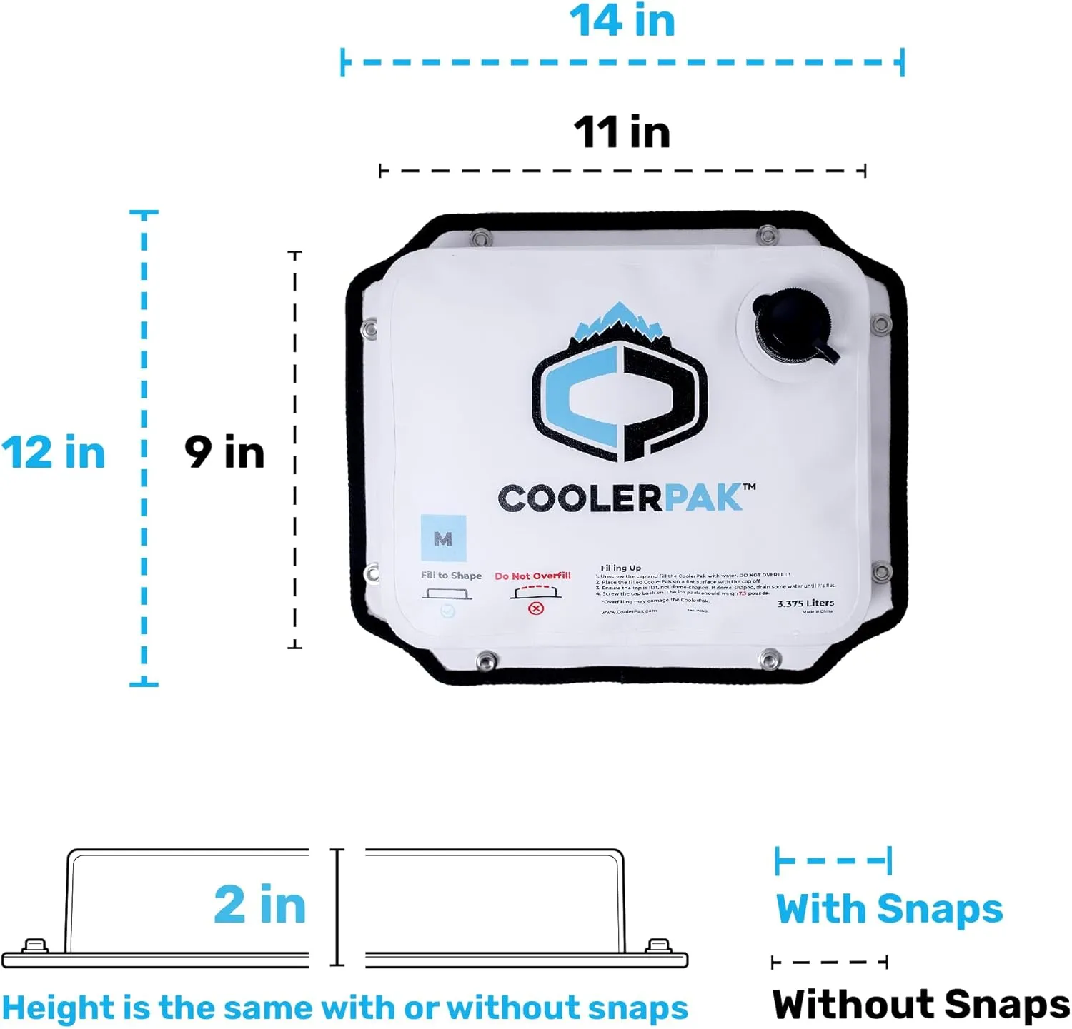 7lb, 10lb, 15lb Refillable Reusable Ice Pack – Stays Cold for Up to 5 Days – Non-Toxic, Leakproof, and Suitable for Potable Drinking Water – Built Tough, Rolls Up for Easy Storage