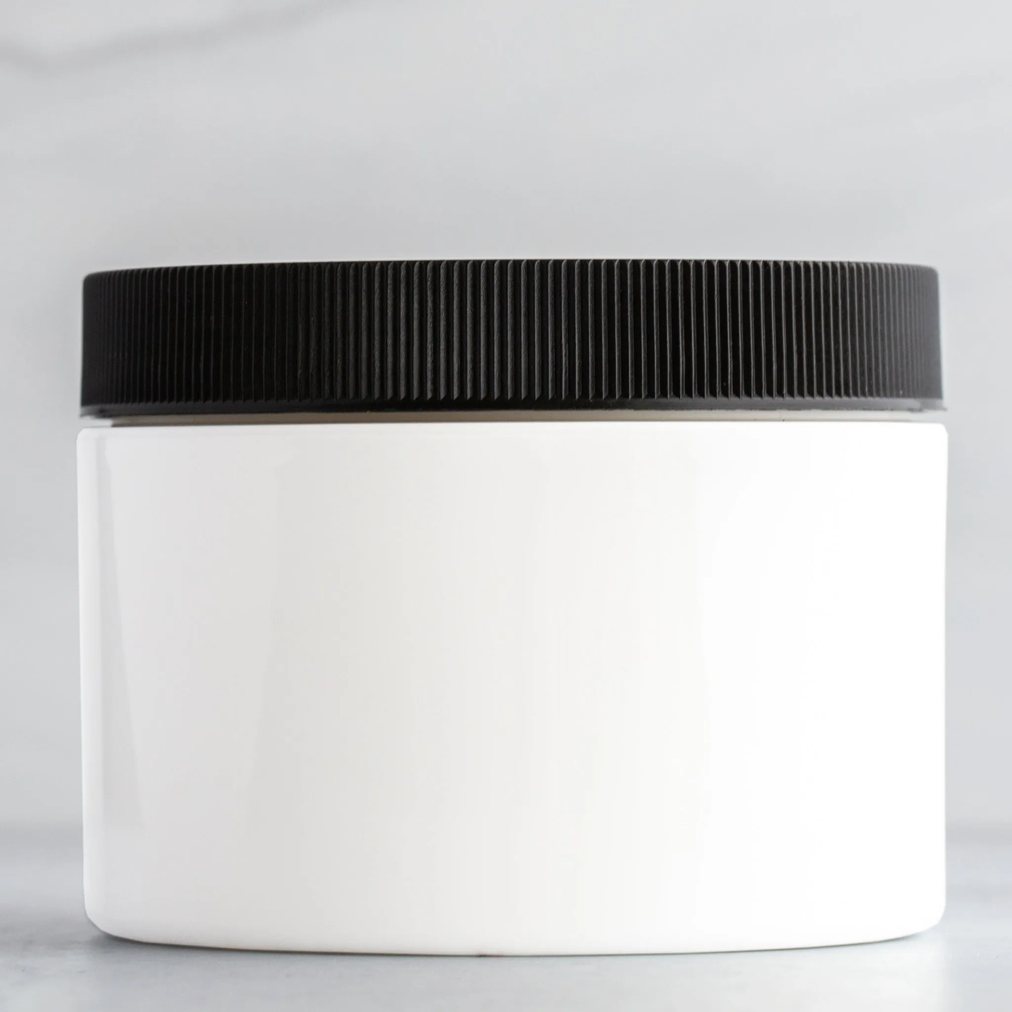 8 oz White Square Base Jar with 89-400 Neck