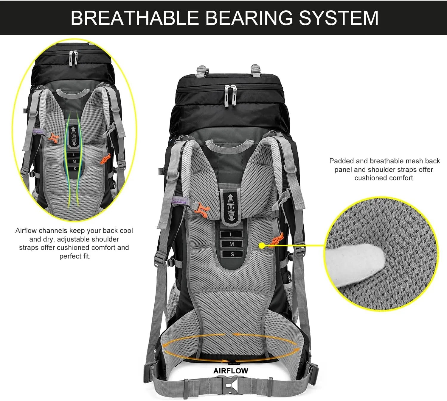 80L Internal Frame Backpack for Man & Women Backpacking Hiking Backpack with Rain Cover